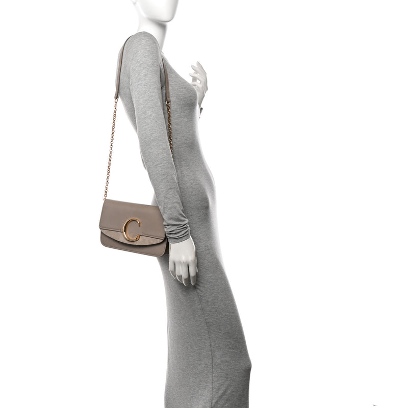 Chloe Calfskin Suede C Clutch With Chain
