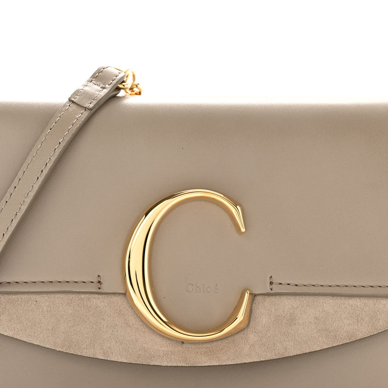 Chloe Calfskin Suede C Clutch With Chain