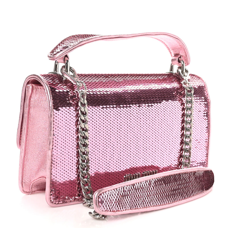 Miu Paillettes Sequin Cleo Top Handle