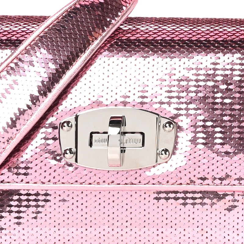 Miu Paillettes Sequin Cleo Top Handle