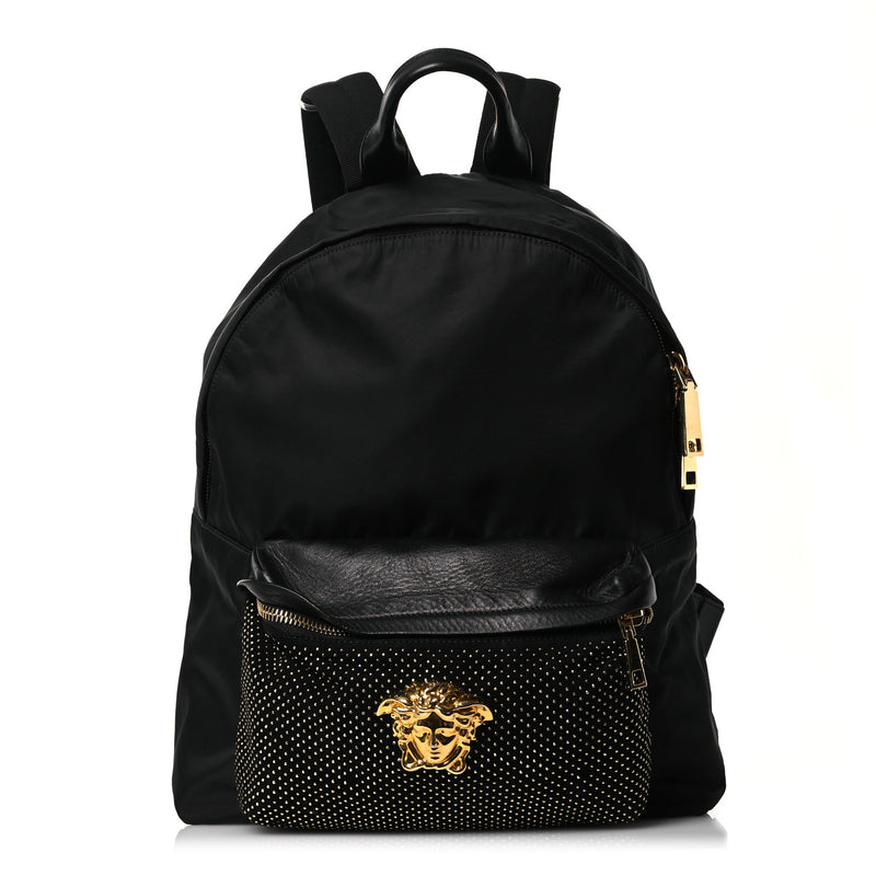 Versace Nylon Goatskin Studded Palazzo