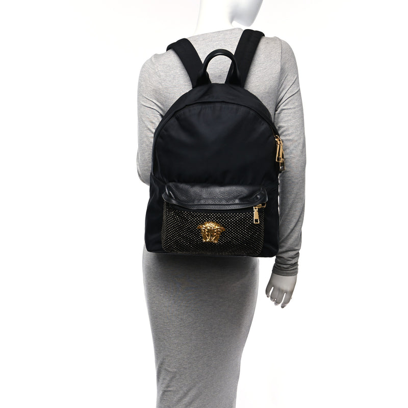 Versace Nylon Goatskin Studded Palazzo