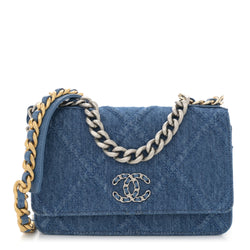 Chanel Denim Quilted 19 Wallet On Chain