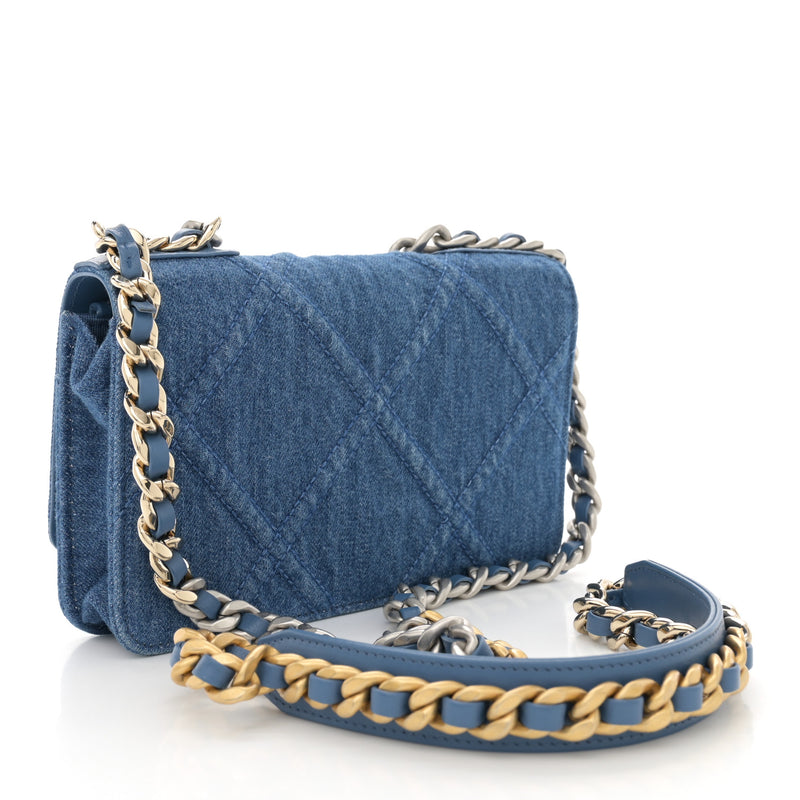 Chanel Denim Quilted 19 Wallet On Chain