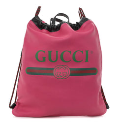 Gucci Grained Calfskin Logo Drawstring