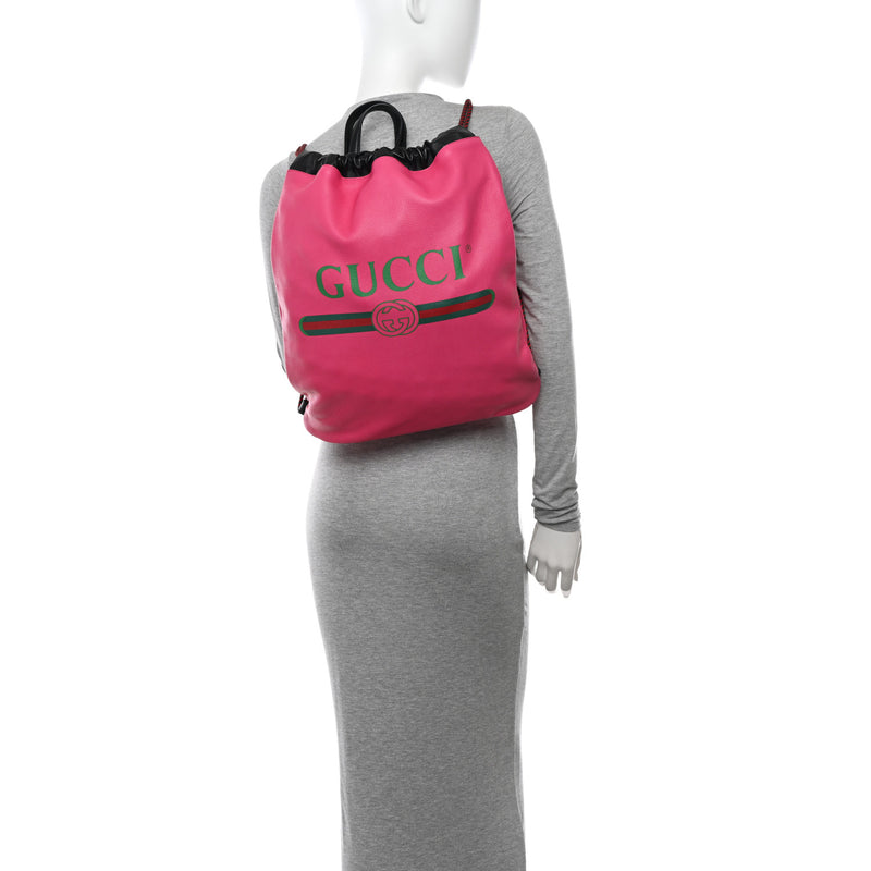 Gucci Grained Calfskin Logo Drawstring