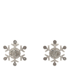 Chanel Crystal Cc Snowflake Earrings