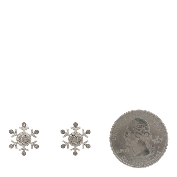 Chanel Crystal Cc Snowflake Earrings