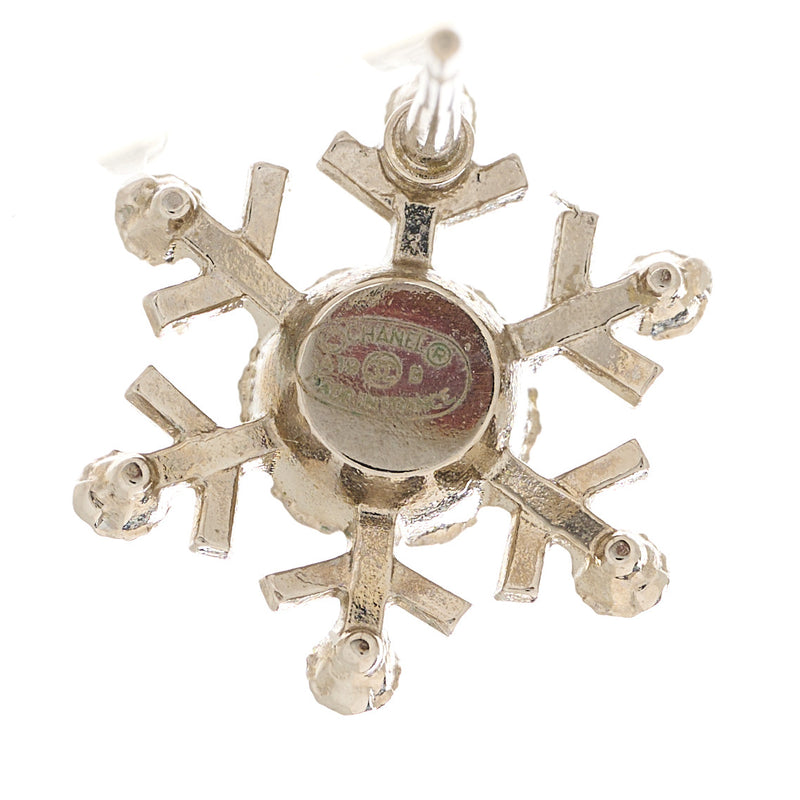 Chanel Crystal Cc Snowflake Earrings