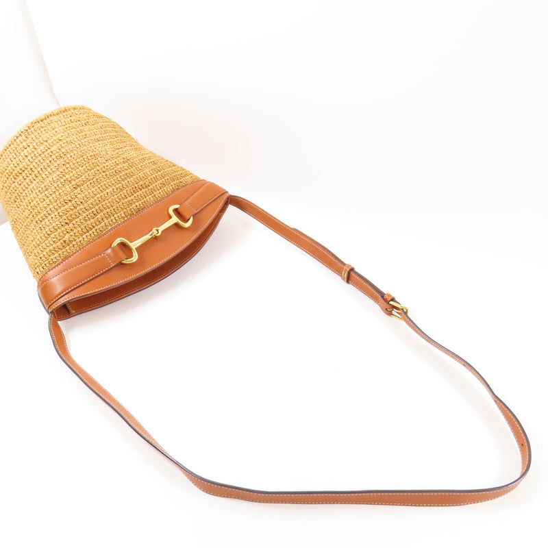 Celine Ghw Crecy Bucket Bag Raffia Brown