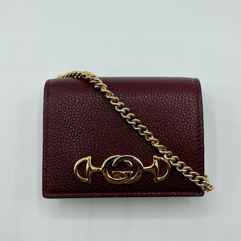 New Gucci Zumi Burgundy Leather Gold