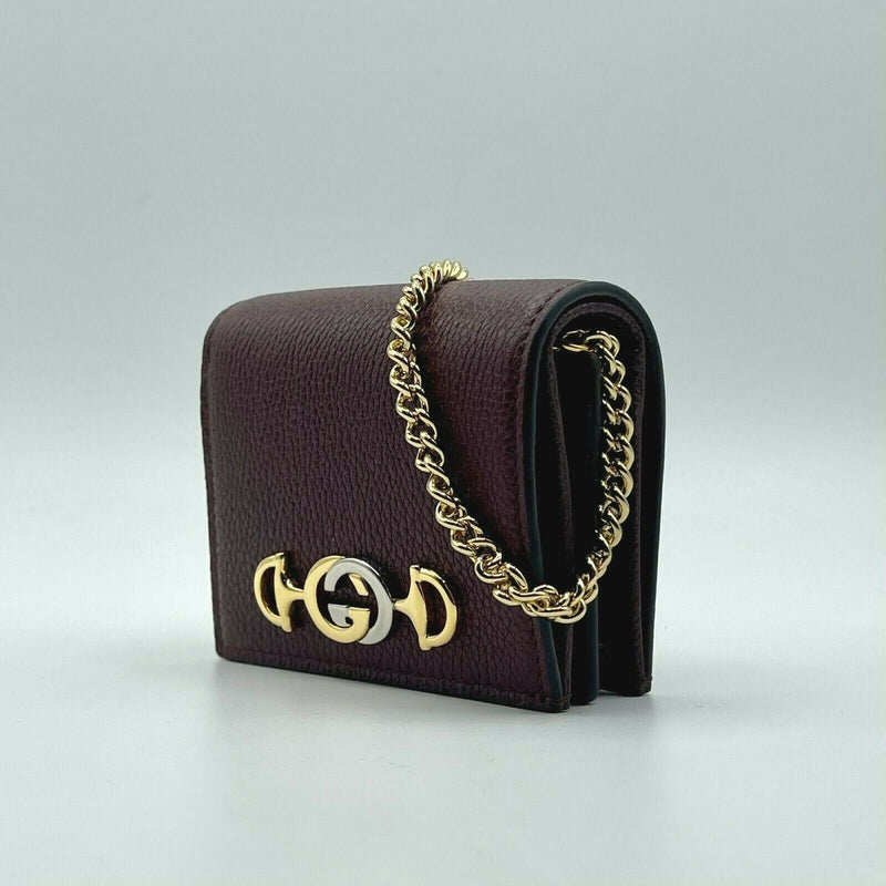 New Gucci Zumi Burgundy Leather Gold