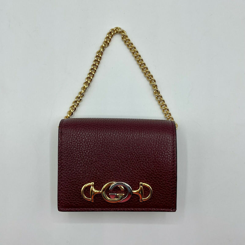 New Gucci Zumi Burgundy Leather Gold