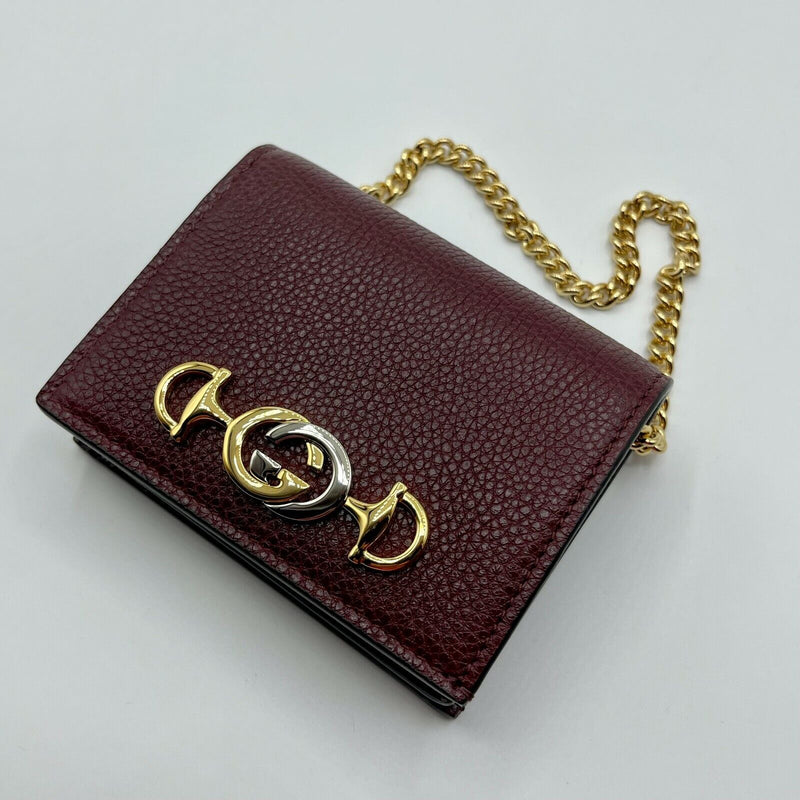 New Gucci Zumi Burgundy Leather Gold