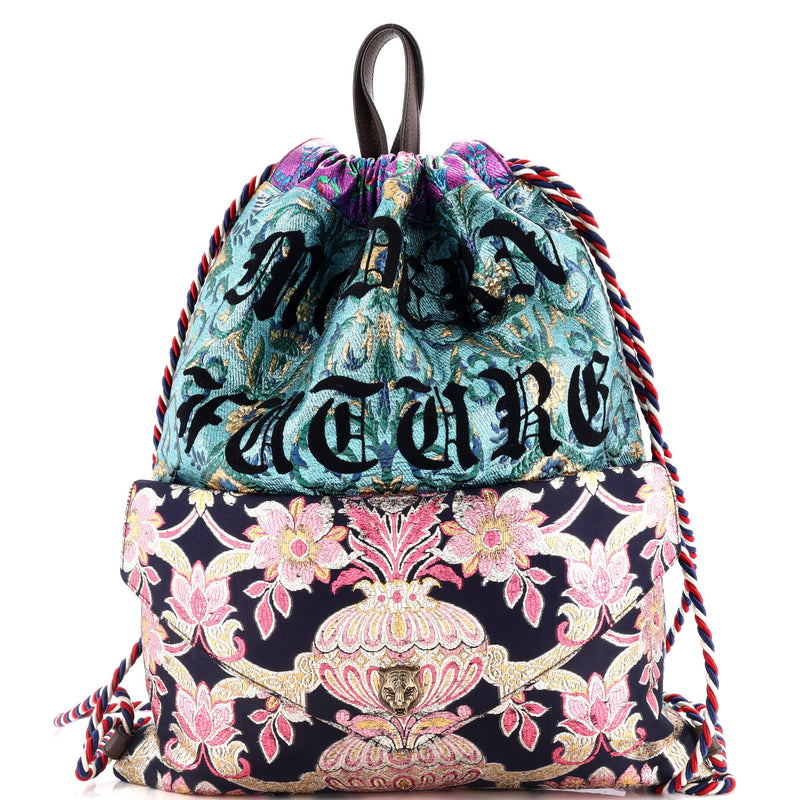 Gucci Drawstring Backpack Brocade Large