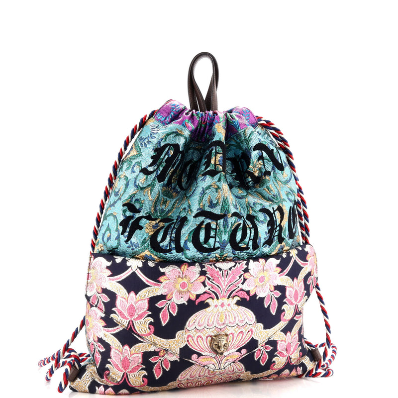 Gucci Drawstring Backpack Brocade Large