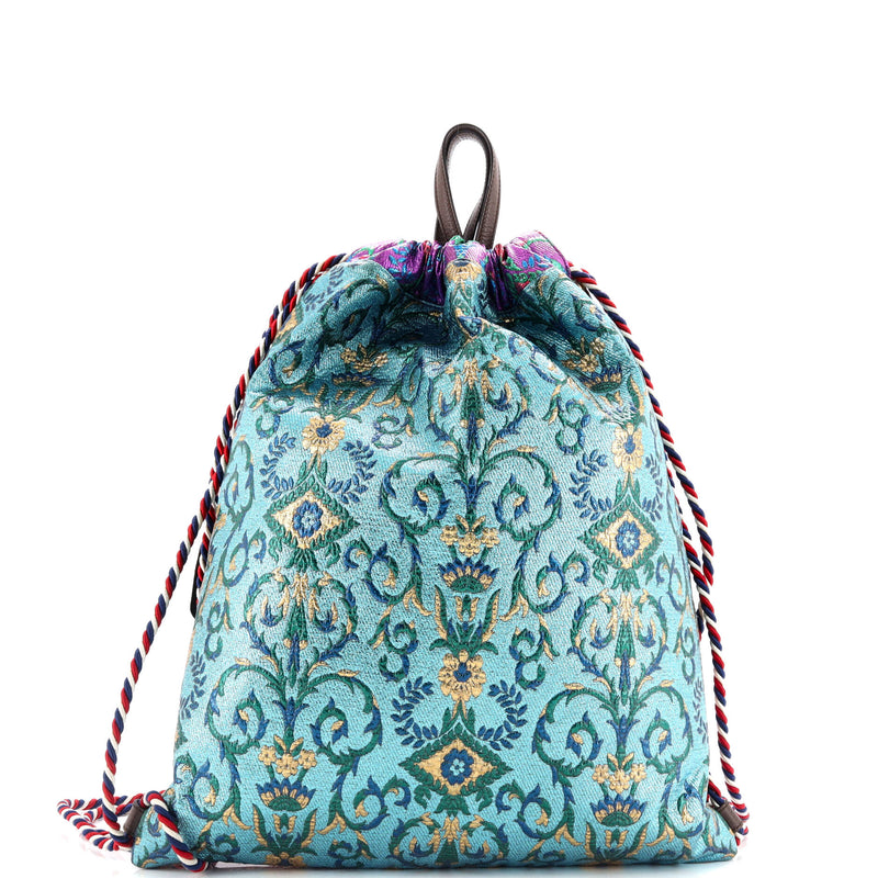 Gucci Drawstring Backpack Brocade Large