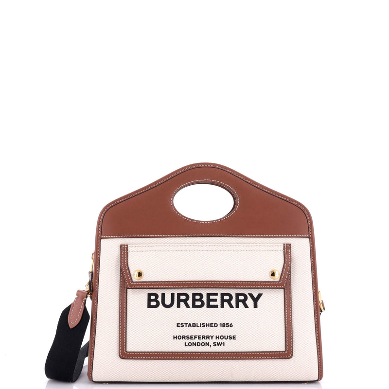 Burberry Logo Pocket Tote Canvas With
