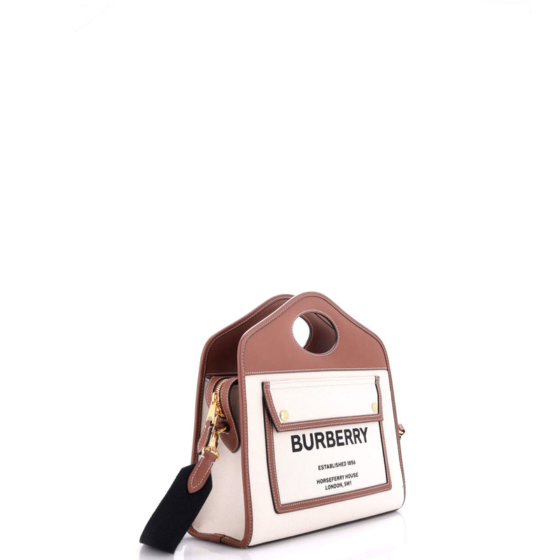 Burberry Logo Pocket Tote Canvas With