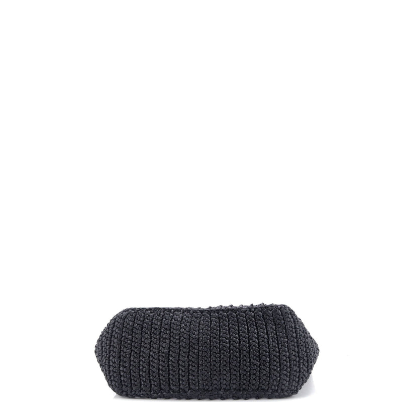 Prada Triangle Logo Open Tote Raffia