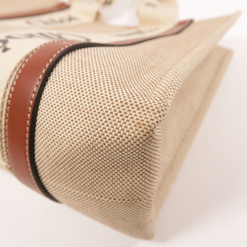 Chloe Woody Shoulder Tote Bag Canvas