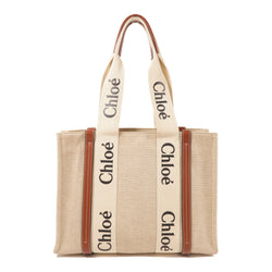 Chloe Woody Shoulder Tote Bag Canvas