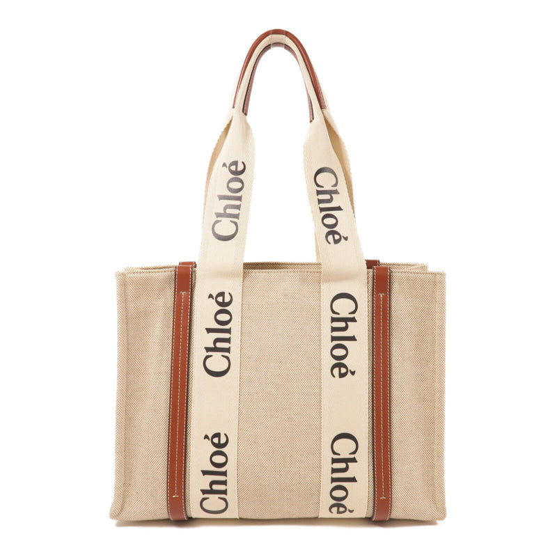 Chloe Woody Shoulder Tote Bag Canvas