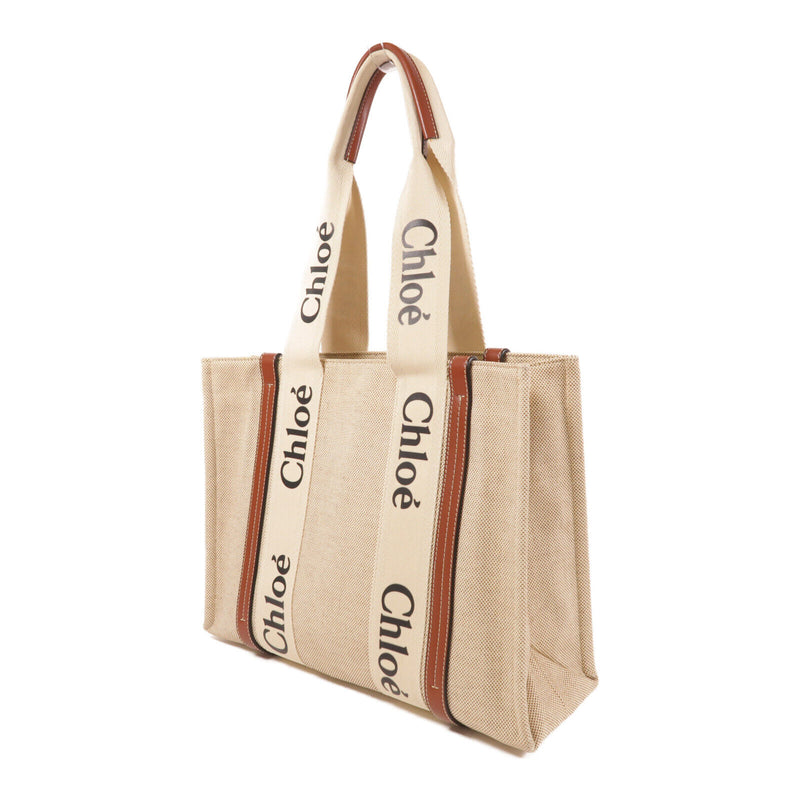 Chloe Woody Shoulder Tote Bag Canvas