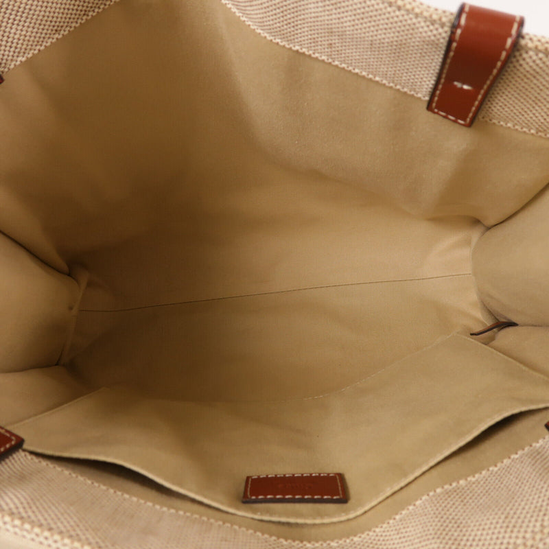 Chloe Woody Shoulder Tote Bag Canvas