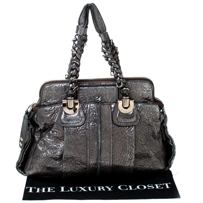 Chloe Silver Leather Heloise Satchel