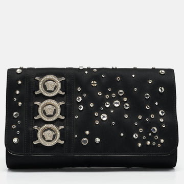 Versace Black Satin Studded Crystals