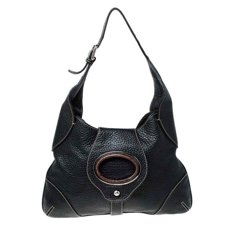 Dolce & Gabbana Black Pebbled Leather