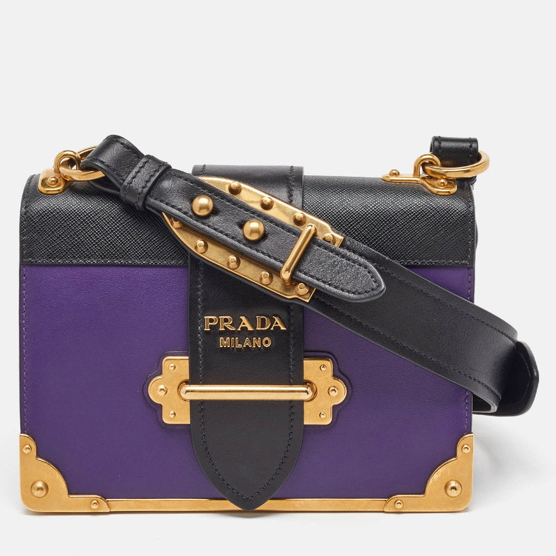 Prada Purple/Black Leather Cahier Flap