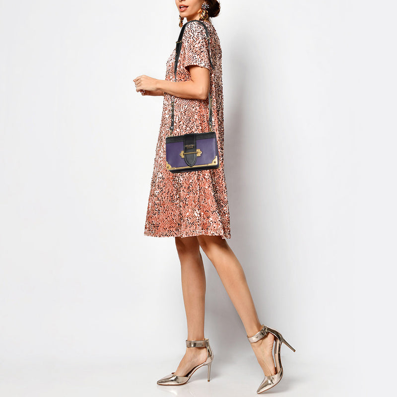 Prada Purple/Black Leather Cahier Flap