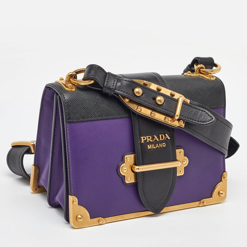 Prada Purple/Black Leather Cahier Flap