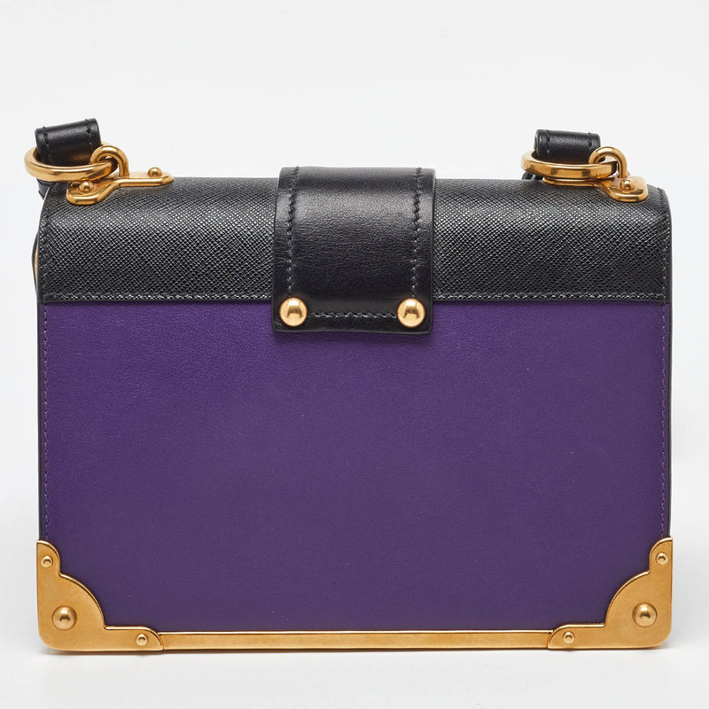 Prada Purple/Black Leather Cahier Flap