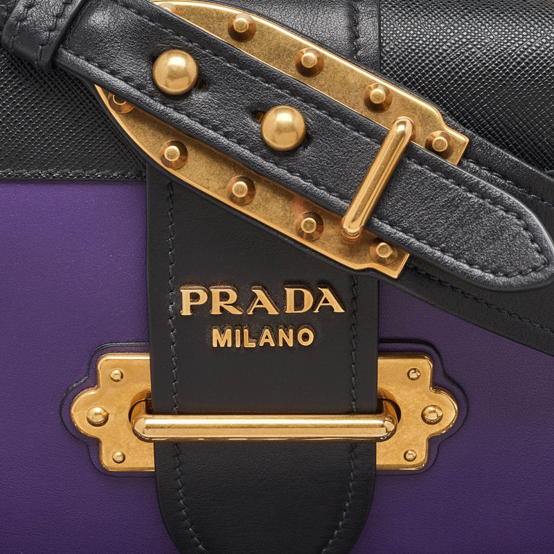 Prada Purple/Black Leather Cahier Flap