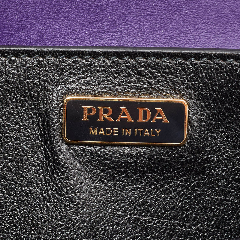 Prada Purple/Black Leather Cahier Flap