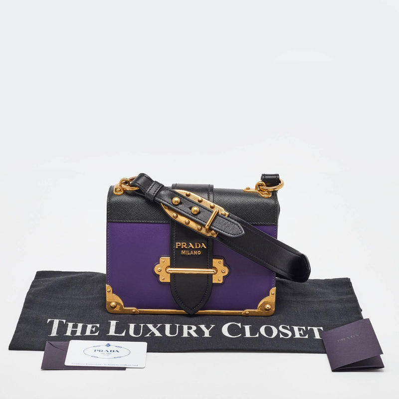 Prada Purple/Black Leather Cahier Flap