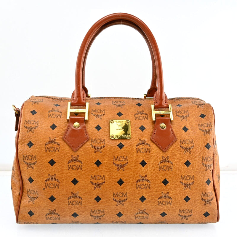 Mcm Visetos Hand Bag Boston Brown