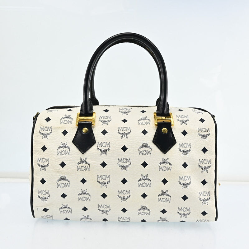 Mcm Visetos Hand Bag Boston Leather