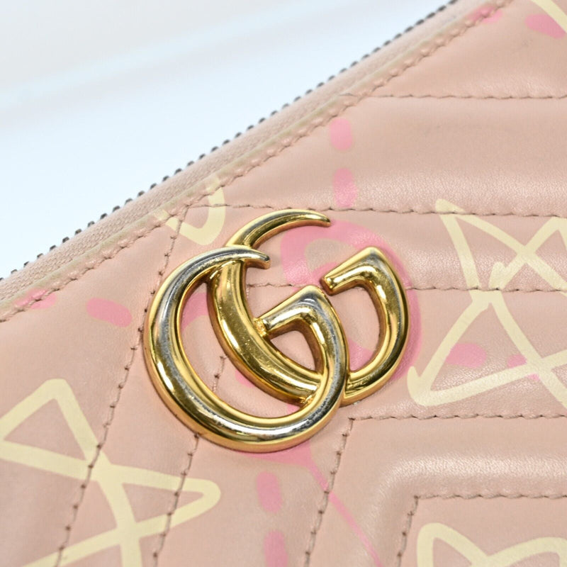 Gucci Gg Marmont Ghost Pink Long Wallet