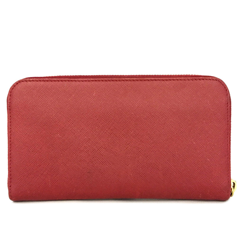 Prada Logo Saffiano Leather Zip Around