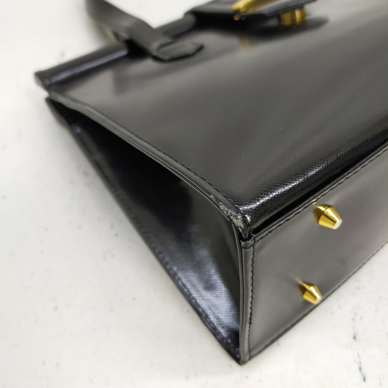Yves Saint Laurent Hand Bag Black Enamel