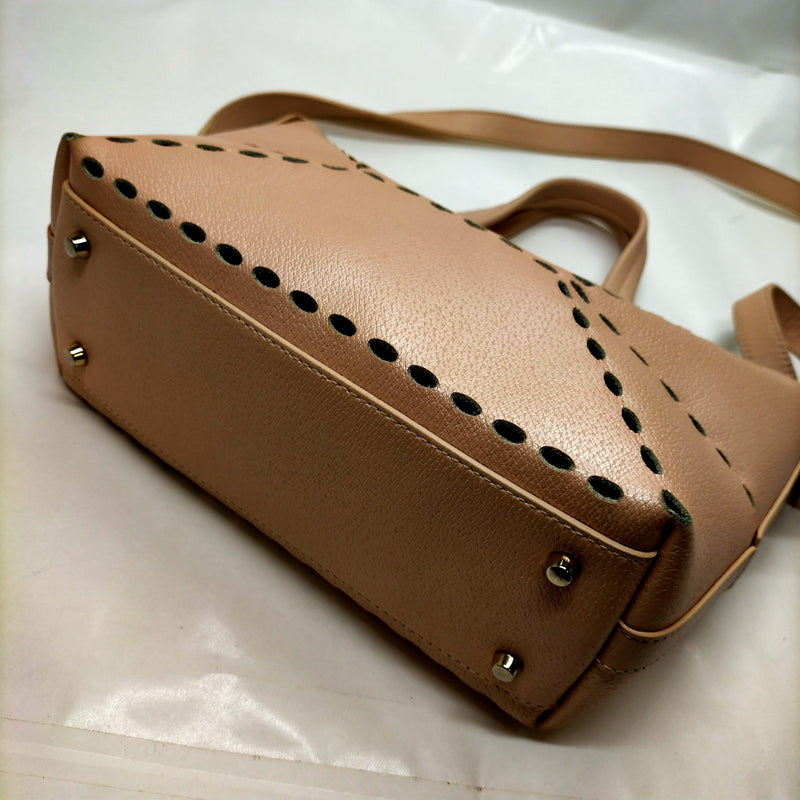 Furla Hand Bag Beige Leather