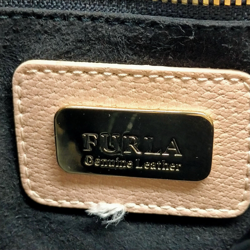 Furla Hand Bag Beige Leather