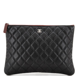 Chanel O Case Clutch Quilted Caviar