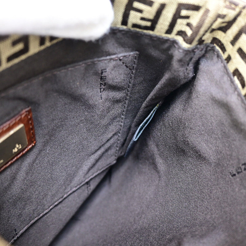 Fendi Logo Zucchino Shoulder Bag Canvas