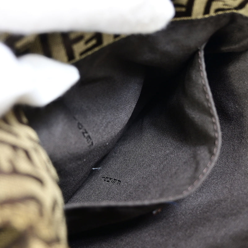 Fendi Logo Zucchino Shoulder Bag Canvas