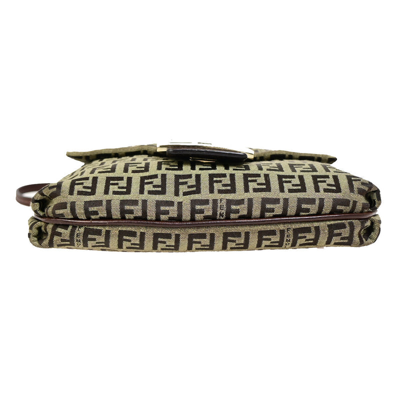 Fendi Logo Zucchino Shoulder Bag Canvas